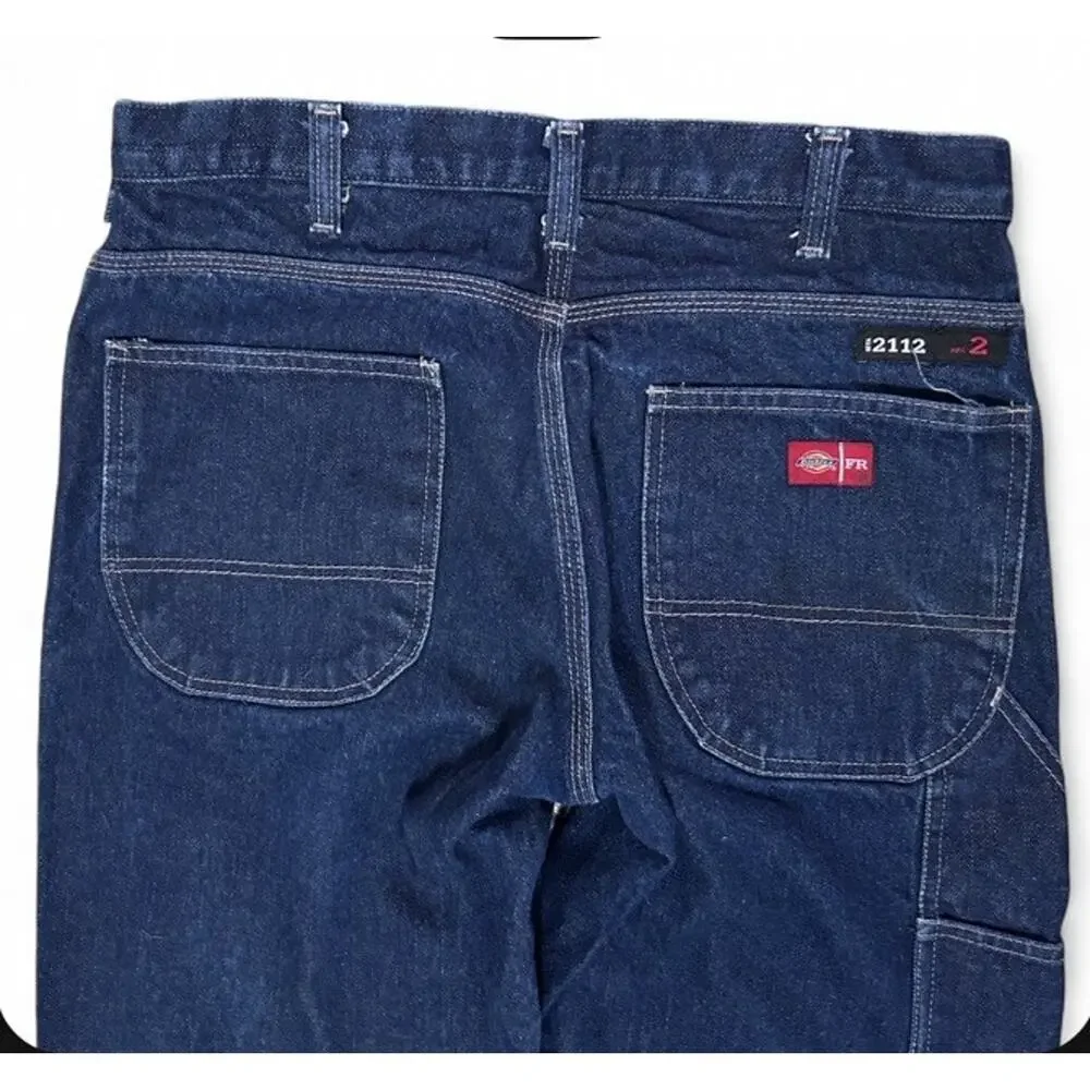 Dickies FR Mens 34x31 Blue Flame Resistant Relaxed Fit Straight Leg Denim Jeans